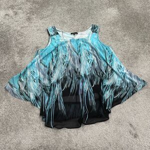 Time Line Cape Tunic Blouse Womens 3X Multicolor Printed Sleeveless Lined Casual